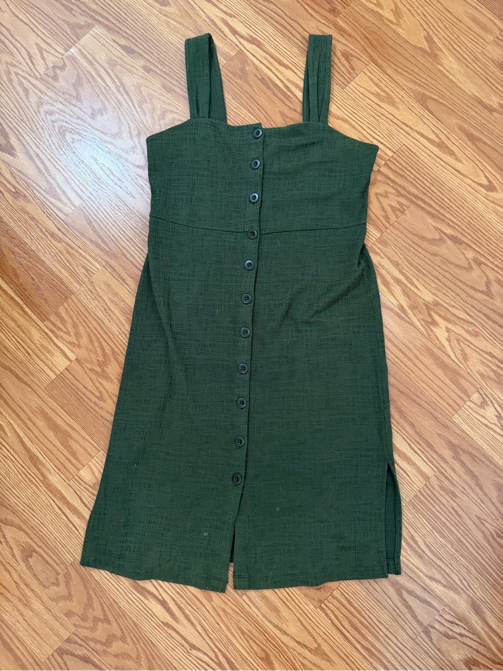 Madewell Dark Green Button-Front Midi Dress